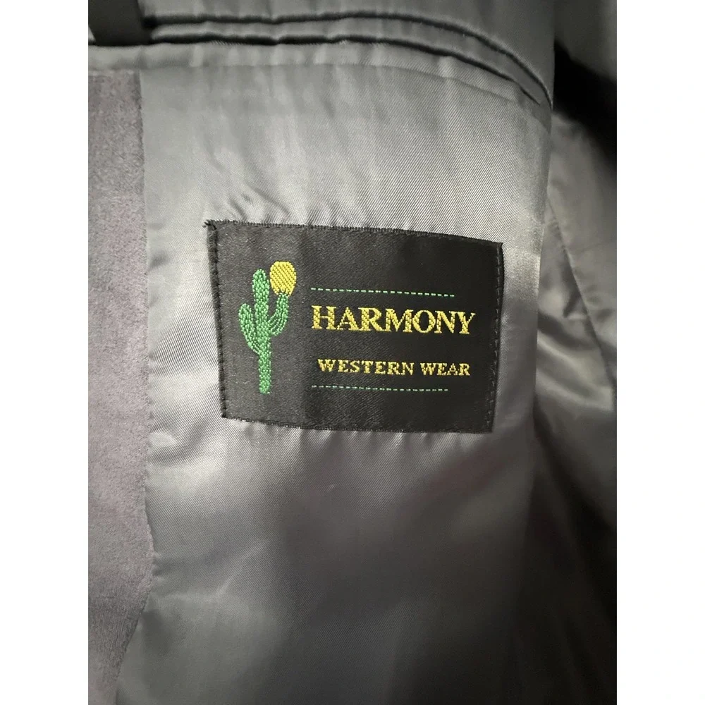 Harmony Blazer Sport Coat Mens 52 Gray Faux Suede Western Cowboy Jacket